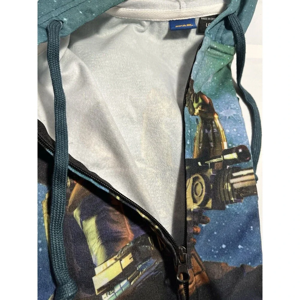 NEW Star Wars Boba Fett Flying. Men's Size Large Zip Hoodie Soft Fleece interior